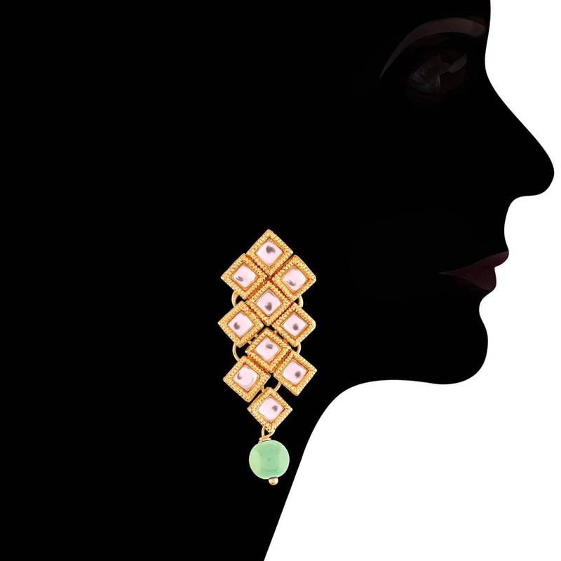 Kundan & Pearl Studded Choker Necklace With Earrings For Women 