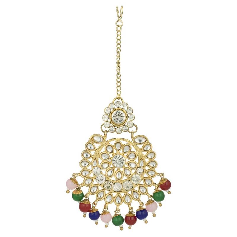 Traditional Kundan & Pearl Studded Bridal Choker Necklace Jewellery Set With Earrings & Maang Tikka for Women