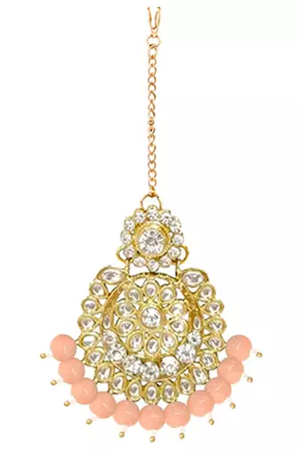 Traditional Kundan & Pearl Studded Bridal Choker Necklace Jewellery Set With Earrings & Maang Tikka for Women