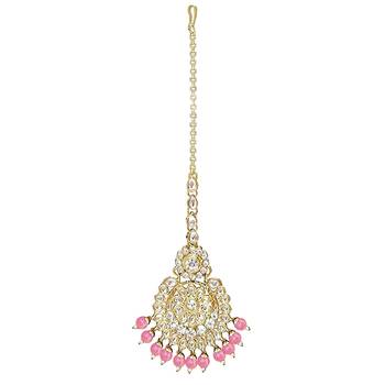 Traditional Kundan & Pearl Studded Bridal Choker Necklace Jewellery Set With Earrings & Maang Tikka for Women 5