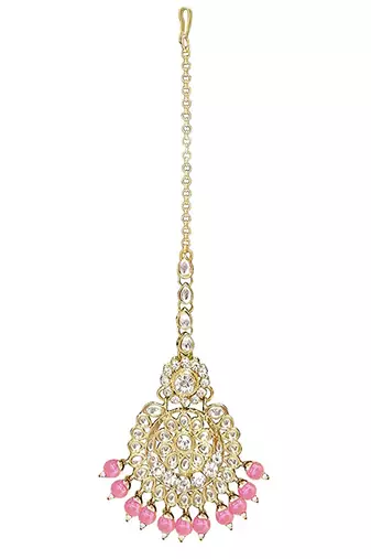 Traditional Kundan & Pearl Studded Bridal Choker Necklace Jewellery Set With Earrings & Maang Tikka for Women