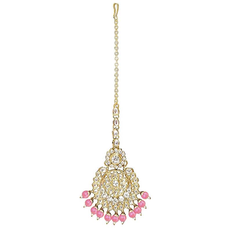 Traditional Kundan & Pearl Studded Bridal Choker Necklace Jewellery Set With Earrings & Maang Tikka for Women