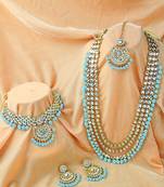 Traditional Kundan & Pearl Studded Bridal Choker Necklace Jewellery Set With Earrings & Maang Tikka for Women