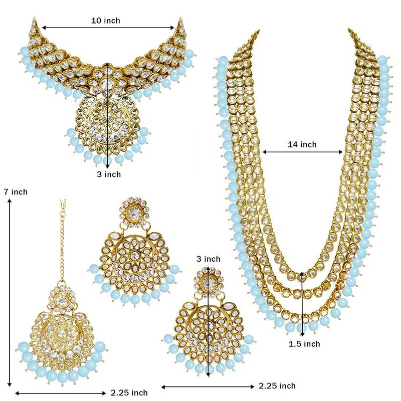 Traditional Kundan & Pearl Studded Bridal Choker Necklace Jewellery Set With Earrings & Maang Tikka for Women