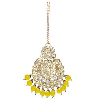 Traditional Kundan & Pearl Studded Bridal Choker Necklace Jewellery Set With Earrings & Maang Tikka for Women 7