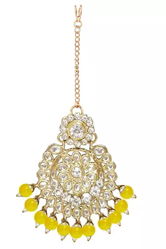 Traditional Kundan & Pearl Studded Bridal Choker Necklace Jewellery Set With Earrings & Maang Tikka for Women