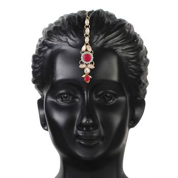 Traditional Kundan Choker Necklace Set with Earrings Maang Tikka for Women  2