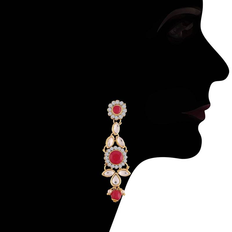 Traditional Kundan Choker Necklace Set with Earrings Maang Tikka for Women 