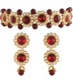 Traditional Handcrafted Ruby Choker Studded with Kundan & Pearl with Earrings For Women/Girls 