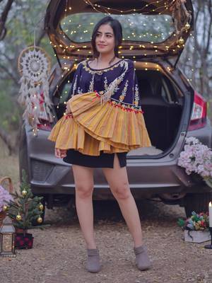 Dark Purple Floral Embroidered Fancy Circular Poncho/Cape_free Size 3