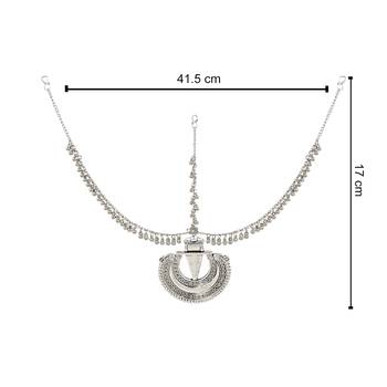 I Jewels Silver Oxidised Mathapatti with Ghungroo Embellishments for Women and Girls (T2121OX) 4