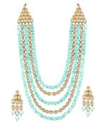 Kundan & Pearl Beaded Multi Strand Necklace Jewellery Set For Women 