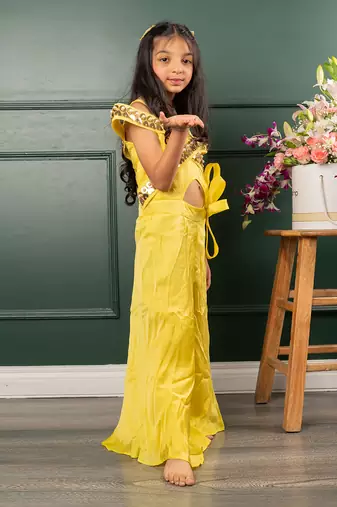 Yellow mirrow work jumpsuit