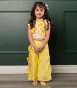 Yellow embroidered pant set