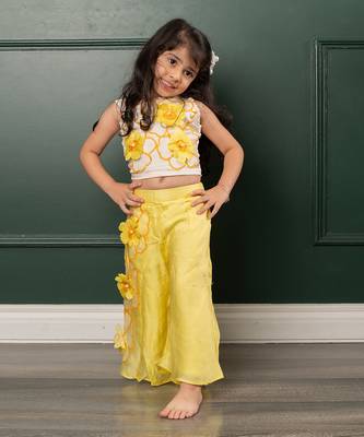 Yellow embroidered pant set 2