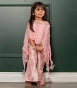 Pink embroidered cape set