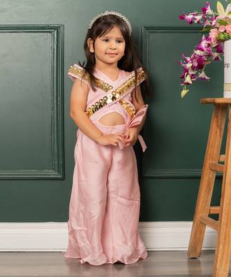 Pastel pink mirrow work jumpsuit 1