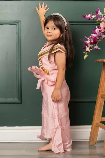 Pastel pink mirrow work jumpsuit