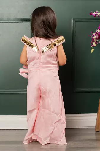 Pastel pink mirrow work jumpsuit
