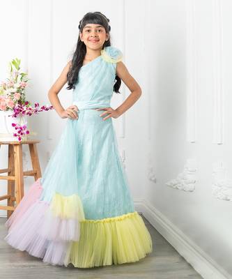 Blue heavy embroidered lahenga set 1