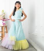 Blue heavy embroidered lahenga set