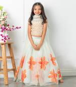 Floral applique embroidered lehenga set