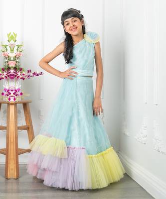Blue heavy embroidered lahenga set 2