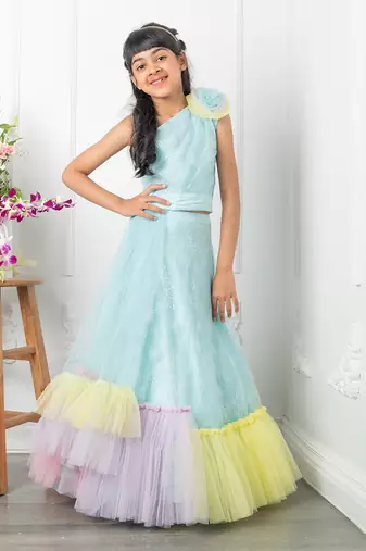 Blue heavy embroidered lahenga set