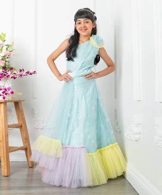 Blue heavy embroidered lahenga set 3