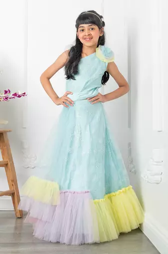 Blue heavy embroidered lahenga set