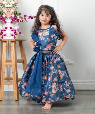 Blue floral lehenga set 1