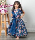 Blue floral lehenga set