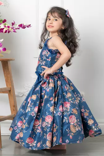 Blue floral lehenga set