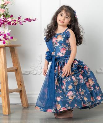 Blue floral lehenga set 4
