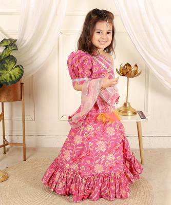 Pink one shoulder lahenga set 2