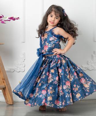 Blue floral lehenga set 5
