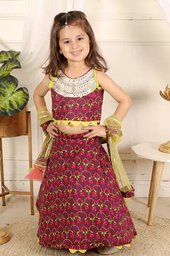 Wine embroidered lehenga set