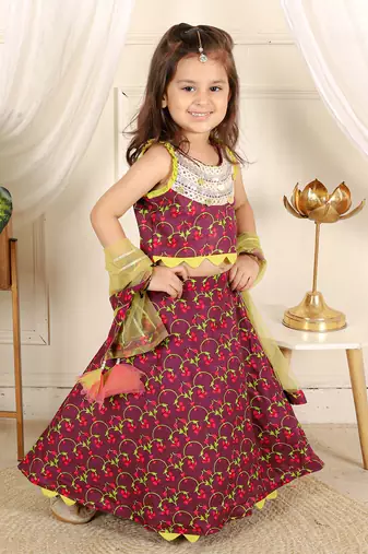 Wine embroidered lehenga set