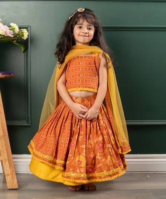 Brown floral printed lehenga set 1