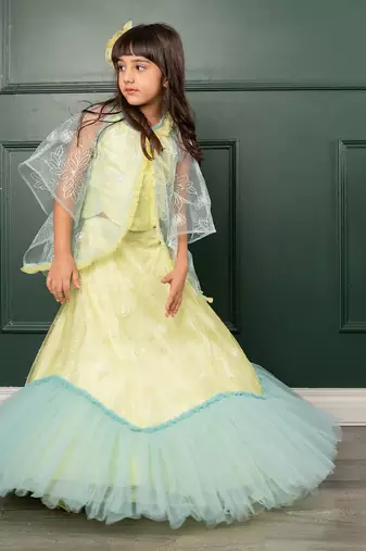 Florescent green lehenga set