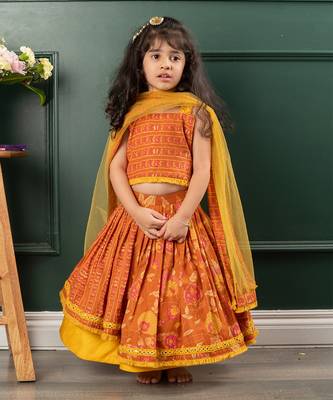 Brown floral printed lehenga set 2