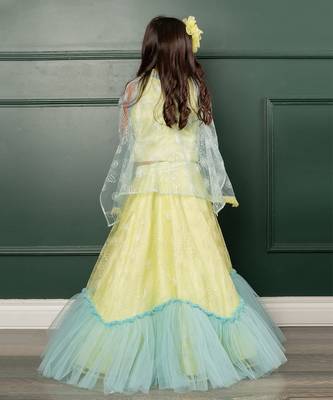Florescent green lehenga set 3