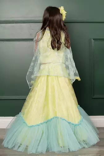 Florescent green lehenga set