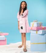 Pink applique embroidered frock