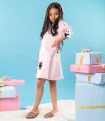 Pink applique embroidered frock