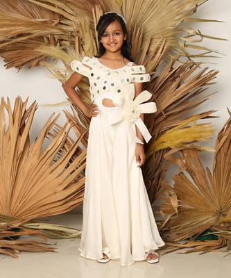 Off white mirror work jumpsuit 1