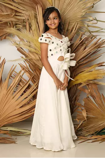 Off white mirror work jumpsuit