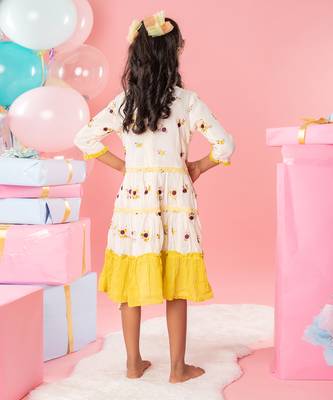 Off white embroidered ruffled hem dress 2