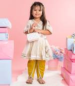 Pleated kurti with yellow dhoti