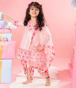 Pink short kurta and dhoti set